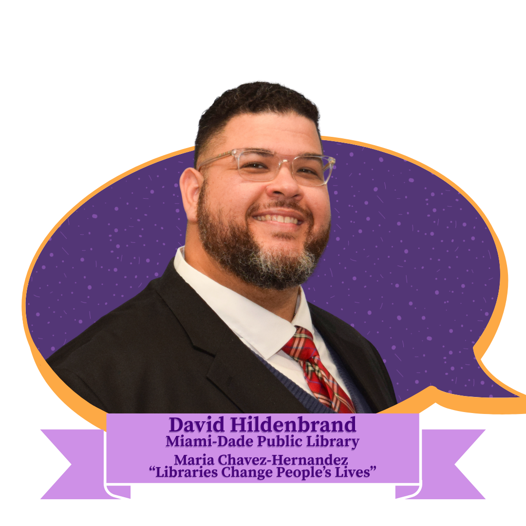 Photo of David Hildenbrand from Miami-Dade Public Library, winner of the Maria Chavez-Hernandez Award